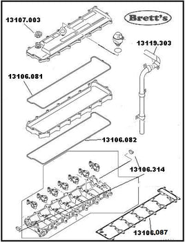 13106.087 13106.306 R/COVER ROCKER CAM COVER GASKET LOWER  MITSUBISHI  6M60 . 11213.043 Notes... COMPOSITE GASKET BETWEEN TOP BLOCK AND BOTTOM OF ROCKER CASE 26AFF0324