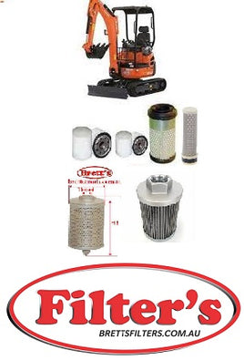 KITK009FULL FULL FILTER KIT KUBOTA FILTER KIT  This filter kit contains all the necessary filters required to do a MAJOR (1000hour)  service on your KUBOTA MINI EXCAVATOR   U17-3  - Engine: D902 OIL FUEL AIR INNER OUTER HYD + HYD