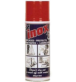 INOX300 INOX 300G AEROSOL INOX will not harm metal points or surfaces  plastics paints  enamels  fibreglass  formica or neoprene seals.  INOX doesn't dry out gum up  become gooey or sticky