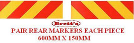 16000.C615AM PAIR RH LH REAR SIGN 600MM X 150MM METAL C615AM LEFT HAND RIGHT HAND SIDE REAR MARKER PLATE SIGN YELLOW RED DIAGONAL  STRIPS  Truck Rear Marking Sign - Candy Stripes 16000.015 C615A C615B