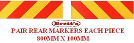 16000.C81AM PAIR RH LH REAR METAL PLATE C81AM SIGN 800MM X 100MM  LEFT HAND RIGHT HAND SIDE REAR MARKER PLATE SIGN YELLOW RED DIAGONAL  STRIPS  Truck Rear Marking Sign - Candy Stripes 16000.017 C81A C81B