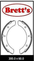 11525.301 REAR BRAKE SHOE SET OF 4 MITSUBISHI FC211 FE211 1977-1981 N1561 SUIT EARLY MODEL CANTER WITH 300MM DRUMS   BRAND NEW  MITSUBISHI SET WITH LININGS IMPORT FE305