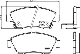 8DB 355 016-461 FRONT DISC PAD SET FRONT WITH ACOUSTIC WEAR WARNING DB1286 GDB3375 8DB355016-461