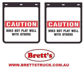 MUD9001  PAIR SET OF 2 CAUTION DOES NOT PLAY WELL WITH OTHERS 10" X 9" 250MM X 230MM MUDFLAP   DROP X  WIDTH UTE TRAILER BOAT MUDFLAP MUD FLAP MUD FLAPS MUDFLAPS  TRUCK CARAVAN 4WD 4X4 AUSSIE TRU BLU OZZIE