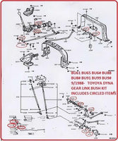 12232.530 GEAR LINKAGE KIT BUSH AND SEAT SET OVERHAUL YOUR SLOPPY GEARSHIFT FOR  TOYOTA DYNA BU 8/1988-  SUITS TOYOTA DYNA 8/1988-1998 RHD MODELS BU60 BU61 BU65 BU66 BU70 BU83 BU84 BU87 BU88 BU91 BU99