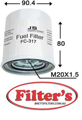 FC317J  FUEL FILTER SPIN ON Mitsubishi CANTER Z188 ME006066  WZ188 0986450512 DS006066 BF7552 FT7219 ACF17 3A1902   FUL024 QY012197