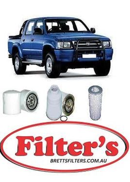 KIT9064 FILTER KIT FOR TOYOTA HILUX  Toyota 4 Runner LN61 2.4Ltr 11/85-06/96 2L  Filter Kit to suit Toyota 4 Runner LN130/132 2.8Lt 10/89-06/96 3L OIL FUEL AIR DIESEL SERVICE LUBE SET KIT