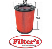 A22282 AIR FILTER OUTER A623  NISSAN UD (TRUCKS & BUSES) MK180 / MK190 - NISSAN FE6TA / NE6TA  MK235 / PK235 / PK250 - NISSAN FE6TA /NE6TA - 1995-2004 NISSAN UD (TRUCKS & BUSES) MK245 / MK265 / PK245 / PK265 - NISSAN FE6TA / NE6TA - 1995-ON