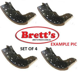 11525.311 REAR BRAKE SHOE SET KIT MITSUBISHI FUSO 4 NEW SHOES WITH LININGS RUNS AF327 LININGS FK617  16" WHEELS 6D16-2A/ D16-1AT2 7.5L 1995-10/1997 FK617  ALL HAD 17.5" 6D16-2A 2AT7 7.5L 10/1997-