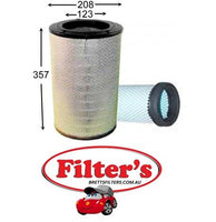 A0393SET AIR FILTER SET KIT OF 2 OUTER + INNER  KOBLECO SUMITOMO   AF25384  4283861 RS3540  P821883 0-3 ACERA - MITSUBIS 6D34T YN23301 KOBELCO   SK200-3 ACERA    SK250LC 6D34   SK250NLC   KOBELCO   SK2002   6D31T -  SK2003 - 6D34T SK2003
