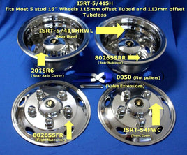 ISRT541DP SIMULATOR SET 16" 127MM OFFSET  STAINLESS STEEL CHROME LOOK WHEEL COVERS MITSUBISHI FUSO WITH 127MM OFFSET FG637   4X4 4WD 4D33- 4.2L 1995-2005 FG639  4X4 4WD 4D34-3AT3B 3.9L 1995-2005 FG649  4X4 4WD 4D34-3AT3B 3.9L 2003-2008