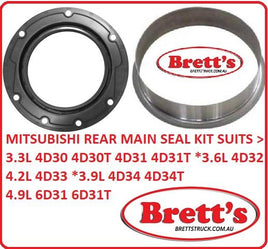 10950.999 SEAL SET ENGINE REAR SLEEVE AND SEAL KIT MITSUBISHI FG637 1995- 4X4 4WD 4D33-  4.2L 1995-2005 MITSUBISHI FG649 2003- 4X4 4WD 4D34-3AT3B 3.9L 2003- MITSUBISHI FG84D 2008- 4X4 4WD 4M50-3AT7- 4.9L 2008- MITSUBISHI FH100 1990- 6D31/T 4.9L 1990-