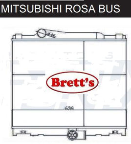 14001.340 RADIATOR  MITSUBISHI FUSO ROSA BUS 2007- Radiator Assembly  Suit Mitsubishi Rosa Bus BE64 BE64D Models with Engine 4M50-3AT7 & Manual Transmission   Core Size: 480mm x 635mm x 40mm   Direct Replacement for Original - No Modifications Required