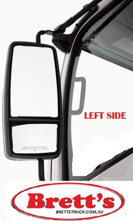 RH2400LH LH MIRROR HEAD + CONVEX 17" X 8" 440MM X 200MM Two-piece split mirror, Right hand mount Top glass flat, bottom glass convex Top glass adjusts with the whole mirror, bottom glass adjusts independently Fits Hino Dutro, Toyota, UD and many uni