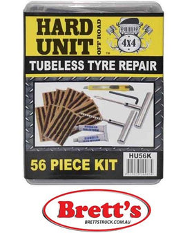 52113 56 PC DELUXE TYRE REPAIR KIT  Use to repair damaged tyres on vehicles  ATVs  hand carts  wheel barrows  and other tubeless tyres  Tire Repair Kit Professional on the wheel repair   1 x T-Handle insert tool 1 x T-Handle spiral probe 4" String plugs