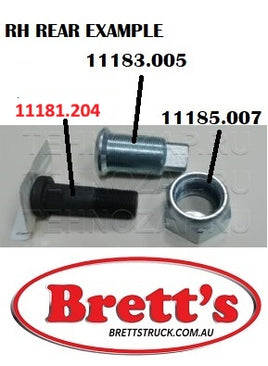 11181.204 RIGHT HAND RH WHEEL BOLT REAR MITSUBISHI FUSO CANTER ML326271 CE4034 90040.005 3W0540