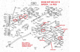 SPEC 12232.188  GEAR LINKAGE KIT BUSH SET OVERHAUL YOUR SLOPPY GEARSHIFT   HINO BUS RG RG197 6 SPEED 14PCS