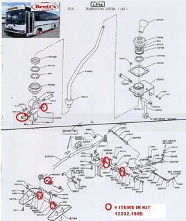 SPEC 12232.190B GEAR LINKAGE KIT BUSH SET OVERHAUL YOUR SLOPPY GEARSHIFT  BC144K BC144KA BC144  BC HINO BUS  1984-1992 W06D WO6D