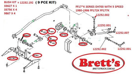 SPEC 12232.192 GEAR LINKAGE KIT BUSH SET OVERHAUL YOUR SLOPPY GEARSHIFT  FF HINO FF172 FF177 FF177K EH700 1981-1986 WITH 5 SPEED GEARBOX