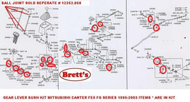 12232.396 GEAR LINKAGE KIT BUSH SET OVERHAUL YOUR SLOPPY GEARSHIFT  MITSUBIHI FE637 4D33-4A 1995-2005  FE639 4D34-3AT3B 1995-2005  FE647 4D33-4A 1995-2005  FE649 4D34-3AT3B 1995-2005 FG649 4WD 4X4