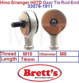 12252.004 RH BALL JOINT BALLJOINT 10MM HINO FD3H FE3H 1991- 33076-1911 KNUCKLE TIE ROD