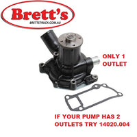 14020.006 WATER PUMP ISUZU JCR 6BD1  5.8L 1976-9/81 WATER PUMP JBR 6BB1 5.4L 1976-1980 WATER PUMP SBR422 6BB1 5.4L 1976-9/81 WATER PUMP SCR480 6BD1 5.8L 1976-9/81  WATER PUMP