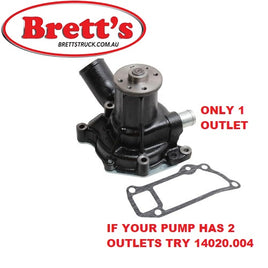 14020.006 WATER PUMP ISUZU JCR 6BD1  5.8L 1976-9/81 WATER PUMP JBR 6BB1 5.4L 1976-1980 WATER PUMP SBR422 6BB1 5.4L 1976-9/81 WATER PUMP SCR480 6BD1 5.8L 1976-9/81  WATER PUMP
