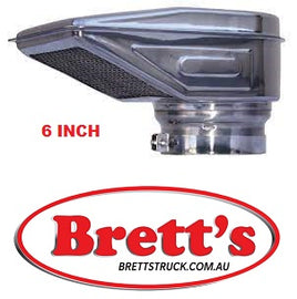 14443.806 6" 152MM S/TEEL STAINLESS STEEL INTAKE RAM SNORKEL AIR RAM Air Intake Snorkels NOT CHROME CHROMED  TRUCK KENWORTH MACK SCANIA VOLVO WHITE MERCEDES BENZ FREIGHTLINER CAT WESTERN STAR