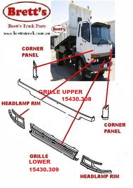 ZZZ 15430.308 GRILLE UPPER APRON PANEL FRONT MITSUBISHI  FUSO  FM FK FK61 FM61 FK617 1995-2008 FM61F FIGHTER 2003-2008 FM657 FM677 1998-2003