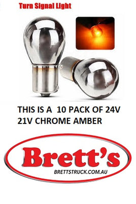 ZZZ 47651N 10 PAK 24V 21W CHROME SILVER AMBER GLOBE SINGLE GLOBE HINO RANGER PRO DUTRO 47651 FLASHER BLINKER AMBER BULB GLOBE 47651BL WITH STRAIGHT PIN HM03-BAB X 10 HM03-BABX10 15401.050SC