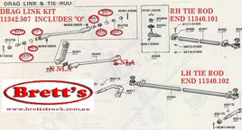 11342.507 KIT DRAG LINK DRAGLINK DRAG LINK KIT FOR BU20  BU22 DYNA 2B 3.0L 1977-1985 BU30 BU32 BU36 DYNA 3B 3.4L 1977-85