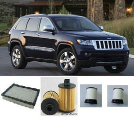 KIT9823 FILTER KIT JEEP GRAND CHEROKEE 3.0L 3L V6 CRD  2011-2013  WK TURBO DIESEL  177KW DOHC 24V OIL FUEL AIR FILTERS LUBE SERVICE SET