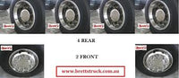 ISRT225335-06 6X4 22.5'' FRONT & REAR STAINLESS STEEL WHEEL COVER SIMULATOR SET  6 X 4 BOGIE HINO MITSUBISHI FUSO NISSAN UD ISUZU VOLVO MERCEDES BENZ SCANIA  SUITS 22.5" WHEELS BOGIE DRIVE   ISRT225