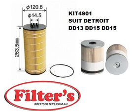 KIT4901 FILTER KIT FOR DETROIT SERIES DD13 DD15 DD16 40,000KLM SIM DFX903286 , X903286  DONALDSON , RYCO RSK172 , FLEETGUARD MK13982