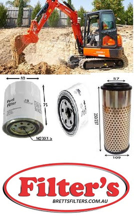 KITK020 FILTER KIT KUBOTA FILTER KIT  This filter kit contains all the necessary filters required to do a minor (250hour)  service on your KUBOTA MINI EXCAVATOR  KX033 4 KX033-4 WITH D1703M ENGINE