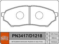 PN3417  DISC PAD SET FRONT KIT FOR HITACHI    NDP286 MAZDA    CA350011 MITSUBISHI    MN102615 MITSUBISHI    MR334950 MITSUBISHI    MR334953 MITSUBISHI    MR449854 MITSUBISHI    MR475453