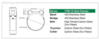 ZZZ TTBY-92101P 92  - 1011MM 92-101MM HOSE CLAMP T-BOLT T BOLT PART STAINLESS TTBY TTBY92101P