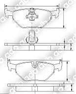 PN0028W DB1334EU DISC PAD SET REAR  BMW 520 523 525 528 530 535 540 E39 SERIES 1996 -2004  DB1334  BMW 3421-1163-395 BMW 3421-6761-281 BOSCH 0986424459 BOSCH 0986424027 EU1334  GDB1265 ADB1334