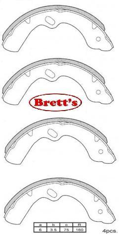 11525.033 FRONT OR REAR BRAKE SHOE SET SHOES SET OF 4 ISUZU NPR 75MM WIDE NPR58 NPR59 NPR66 1985- 5471100580 2G5007 2G5007/EX  8970666950 8943398610 8972177540