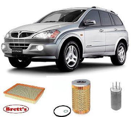 KIT8502  FILTER KIT SsangYong KYRON DIESEL XDI XDi D100 2.0L 2L OM664 2.7L TD 4 CYL OM664 4WD 4X4   SERVICE KIT OIL FUEL AIR FILTER