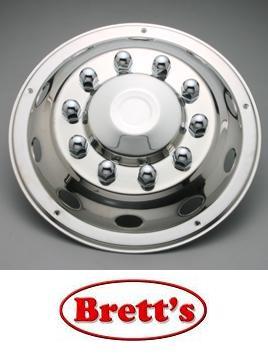 ISRT225FWN 22.5'' FRONT STAINLESS STEEL WHEEL COVER SIMULATOR HINO MITSUBISHI FUSO ISUZU SUITS 22.5" WHEELS HOLD ON WITH SECURITY SCREWS SS225FWN SS225 SS22.5"   ISRT225 NISSAN UD FVR FVM FVZ