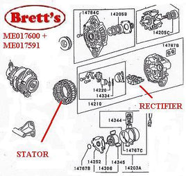 ZZZ ME701016 RECTIFIER ASSY FG434 FG439 1988-1995 SUITS ALTERNATOR A3T76682 A3T76182 ME017591 & ME017600 MITSUBISHI FUSO CANTER 4WD 4X4