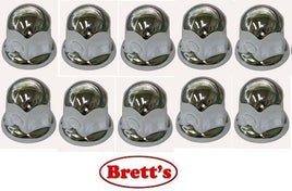 NC35-SSA 10 PACK PAK 35MM SINGLE 1"3/8 NUT COVER CHROME ISUZU WHEEL NUT CAP COVER NC35 STAINLESS STEEL WHEEL NUT