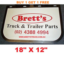 MUD0001 *BUY 1 & GET 1 FREE* GENUINE BRETTS TRUCK PARTS MUDFLAPS 12" X 18" 310MM X 455MM DROP X WIDTH TRUCK AND UTE  BRETTS MUDFLAP BRETT MUD FLAP MUDFLAPS