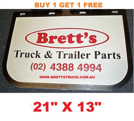 MUD0003 *BUY 1 & GET 1 FREE* GENUINE BRETTS TRUCK PARTS MUDFLAPS  13" X 21" 345MM X 550MM DROP X WIDTH TRUCKIES UTE BUS TRUCKING  BRETTS MUDFLAP BRETT MUD FLAP MUDFLAPS