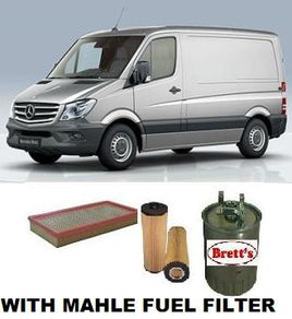 KIT9509 FILTER KIT M/BENZ SPRINTER  TURBO DIESEL OM651 4 CYL MERCEDES BENZ OIL FUEL AIR FILTER FILTERS SET KIT   Mercedes Benz  Sprinter WITH MAHLE FUEL FILTRATION  Sprinter 310CDi 2.1L    2013-  906  Turbo 0M651   513CDi 2.1L   OM651 DI 516CDi 2.1L