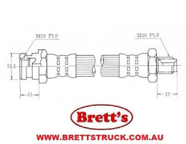 11512.016 MITSU FRONT BRAKE HYD HOSE HYDRAULIC LINE MITSUBISHI FUSO CANTER FE444 FE439 FE434 1986-1995 MH033201 MC832899 MB295681 MITSUBISHI MB295681 MITSUBISHI MC832899 MITSUBISHI MH033201 Miyaco BH-7059  BH7059 seiken SH30947 TOKICO H3091