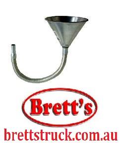 FUNNEL05  5" FUNNEL  FUNNEL 5.1 - 2 METAL with strainer 320mm flexible STEEL TUBE FLEXI OIL WATER FLUID