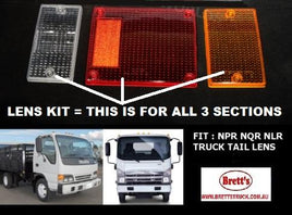 15441.009KITRH RH RIGHT HAND  REAR LENS KIT OF 3 NEW PIECES FSR NPR FTR DUTRO HINO ISUZU COVER