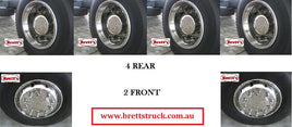 ISRT225335BD-10 6X4 22.5'' FRONT & REAR STAINLESS STEEL WHEEL COVER SIMULATOR SET 6 X 4 BOGIE DRIVE HINO MITSUBISHI FUSO NISSAN UD ISUZU VOLVO MERCEDES BENZ SCANIA  SUITS 22.5" WHEELS   ISRT225  ISRT225335